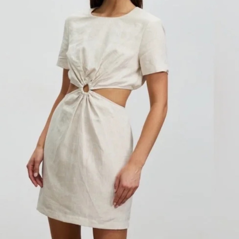 STAUD Epona Linen Cutout Mini Dress